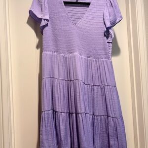 Naked Zebra Lavender Tiered Midi Dress